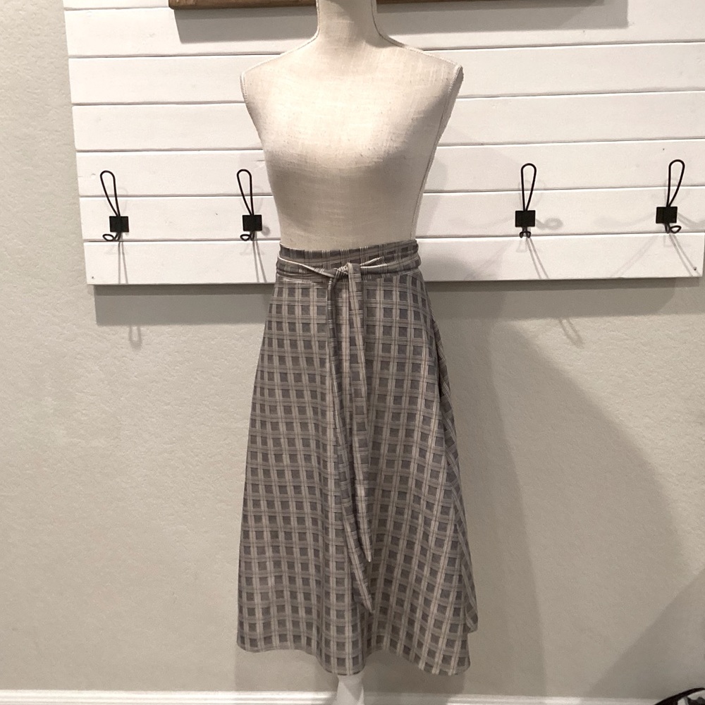 One More Thyme Plaid Print Midi Skirt